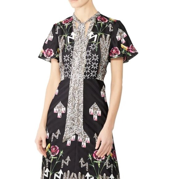 Temperley London Women's Flux Abstract Satin Midi Dress Black Size 6 - Picture 6 of 15